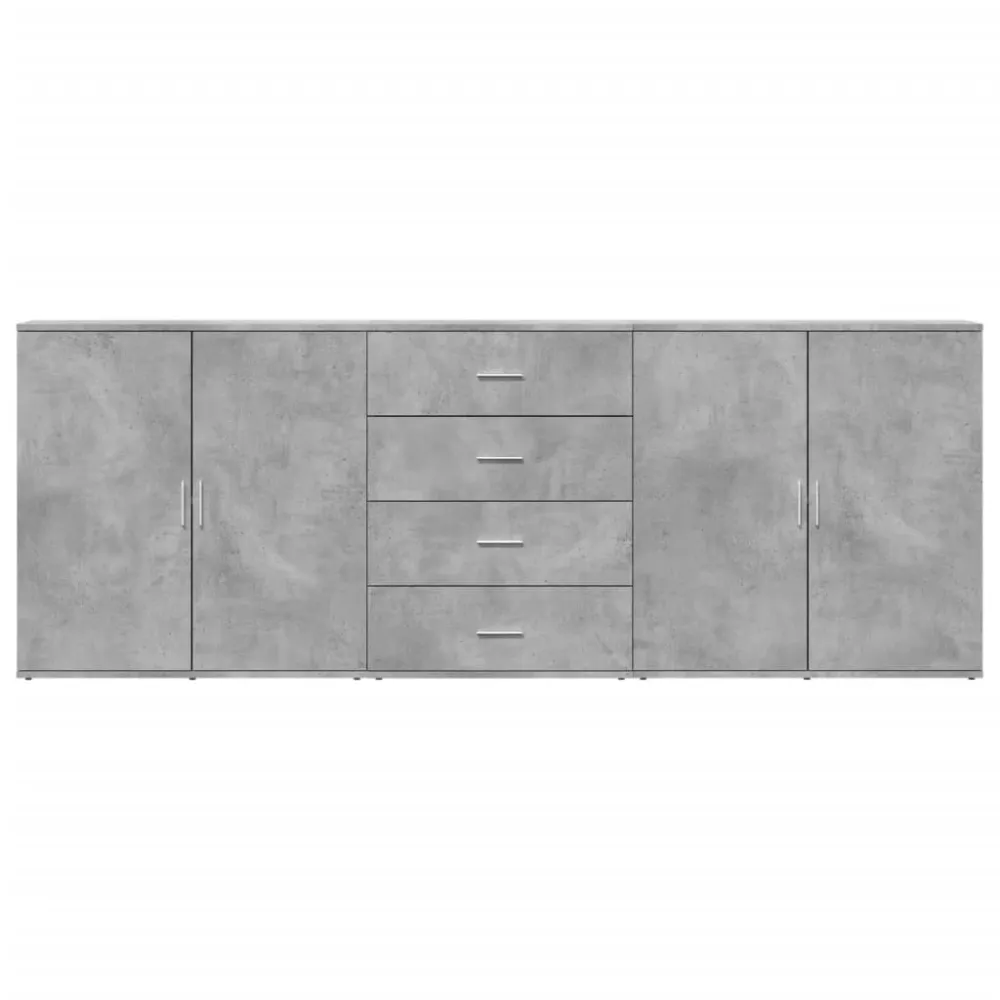 Buffet bahut commode armoire meuble de rangement organisateur cuisine salle de séjour salons 3 pcs bois d'ingénierie gris...