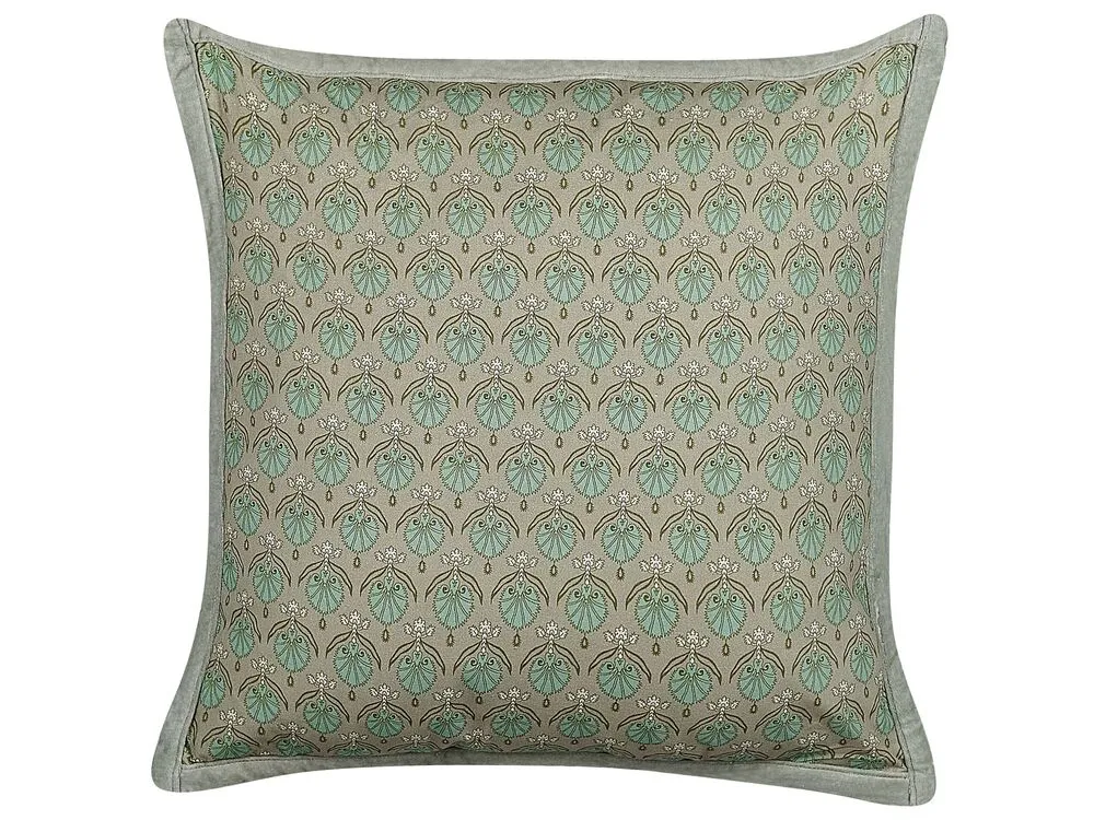 Cotton Cushion Leaf Pattern 45 x 45 cm Vert olive PICTUS