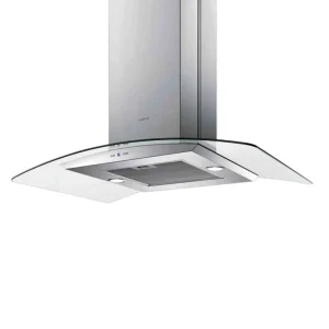 Elica Curved En cristal Island Cooker Hood - Silver
