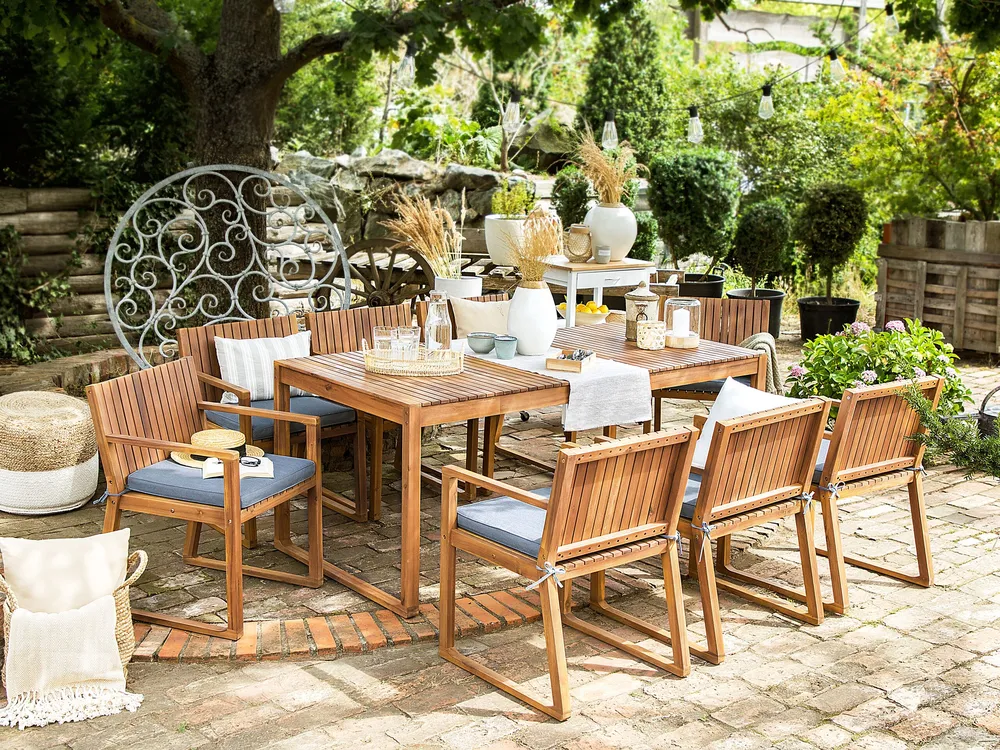 Racing Set 8 Outdoor Seat Pad Cushions Blue SASSARI