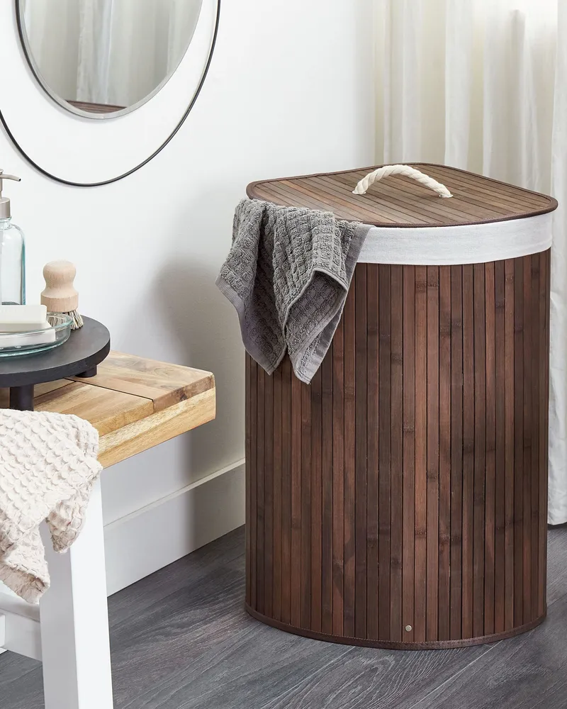 Rotin Basket Lid Dark Wood MATARA