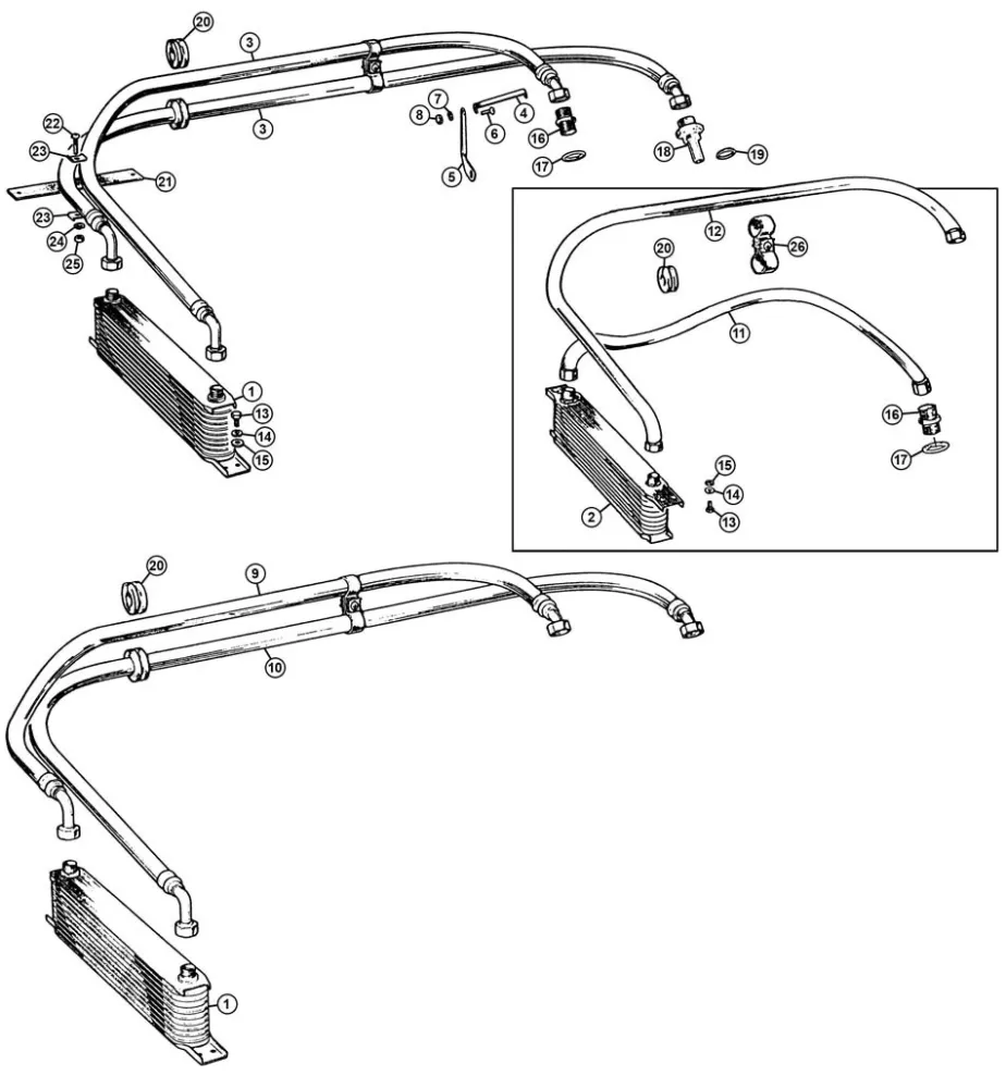 Sangle de fixation HOSE (117cm), COOLER TO ENGINE, MGB (74-80)