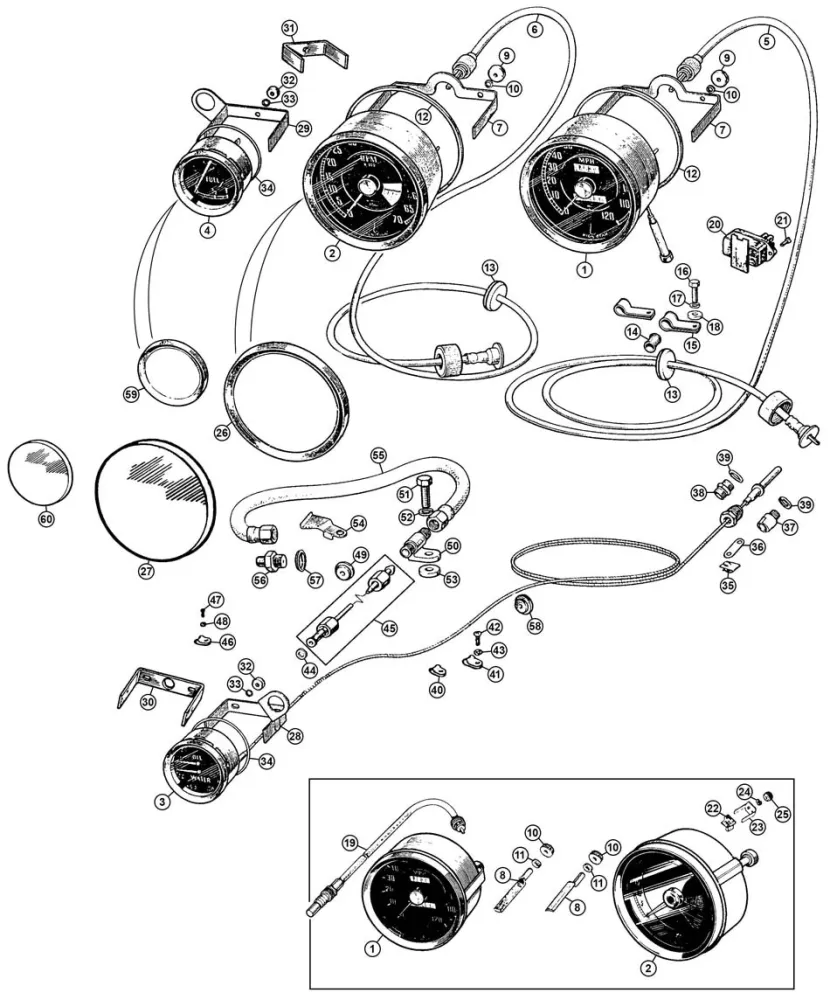 PIPE OIL PRESSURE ENGINE TO GAUGE, BRAIDED, MGB