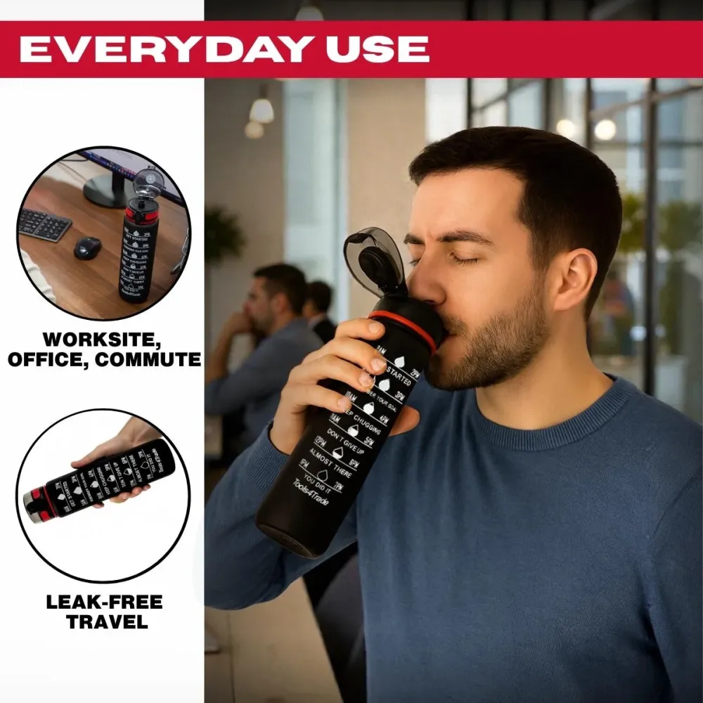 Tools4Trade Water Bottle - Noir jais (1 Litre)