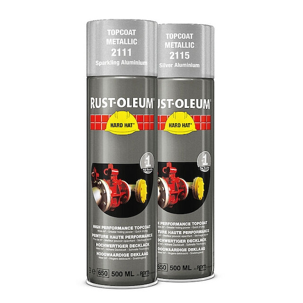 Lubrifiant transmission Peinture de finition en érosol HARD HAT Aluminium brillant - 500 mL - RUST-OLEUM