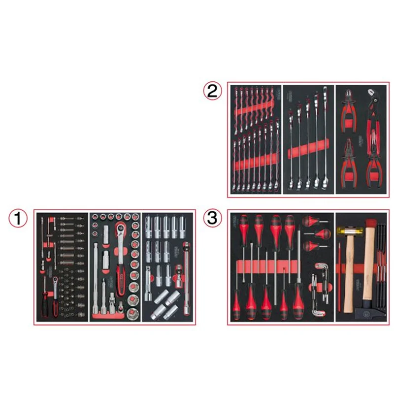 Composition d'outils 3 tiroirs pour servante, 158 pièces - KS TOOLS - 714.0158 - Compatible Multi-Marques