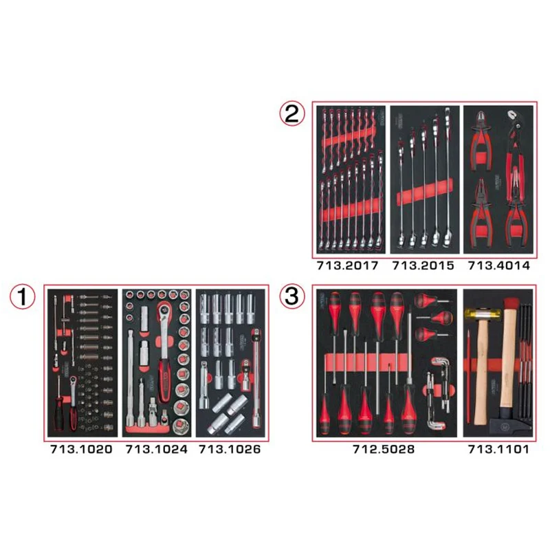 Composition d'outils 3 tiroirs pour servante, 158 pièces - KS TOOLS - 714.0158 - Compatible Multi-Marques