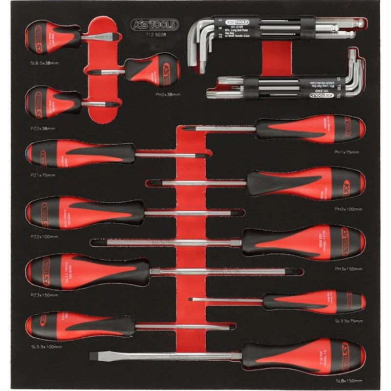 Composition d'outils 3 tiroirs pour servante, 158 pièces - KS TOOLS - 714.0158 - Compatible Multi-Marques