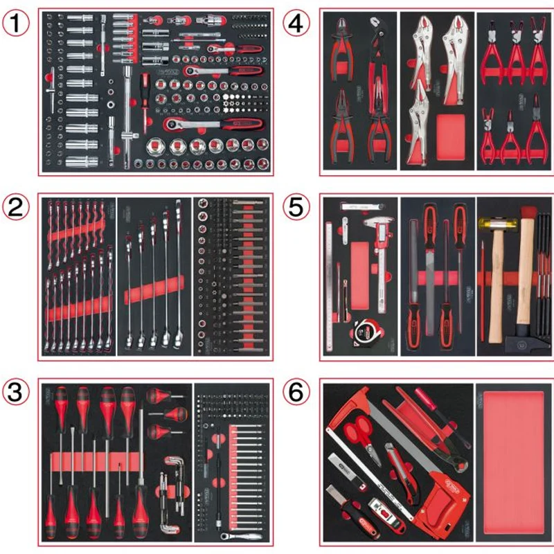 Composition d'outils 6 tiroirs pour servante, 455 pièces - KS TOOLS - 714.0452 avec 30 inserts