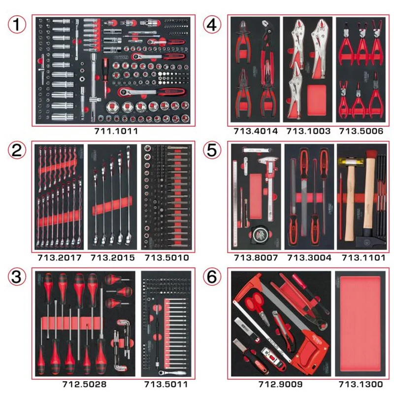 Composition d'outils 6 tiroirs pour servante, 455 pièces - KS TOOLS - 714.0452 avec 30 inserts