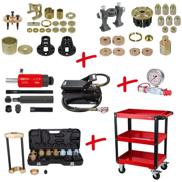 KS Tools Kit de montage et démontage universel de roulement de roue avec chariot de service 110 pièces 440.3110 commander...