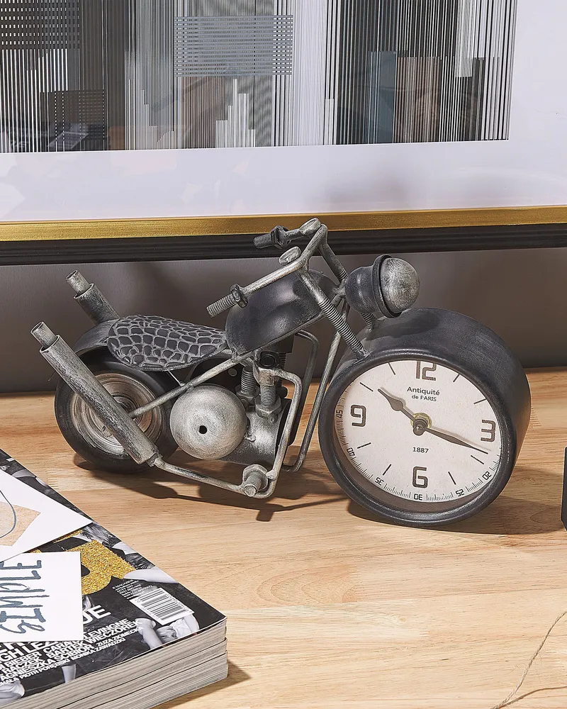 Iron Table Clock Motorcycle Noir jais and Silver BERNO Compatible avec Honda CRF250