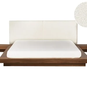 Waterbed met bouclé hoofdbord bruin 160 x 200 cm ZEN