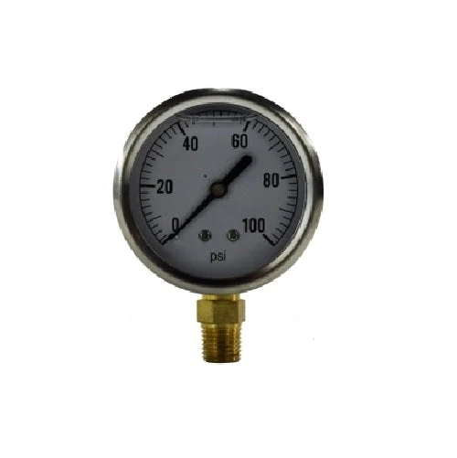 0-60 PSI 2-1/2" Face 1/4" Lower Mount Liquid Filled Gauge Pneumatics 80063