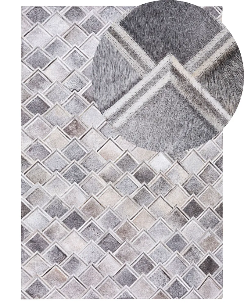 Cowhide Area Rug 140 x 200 cm Grey AGACLI