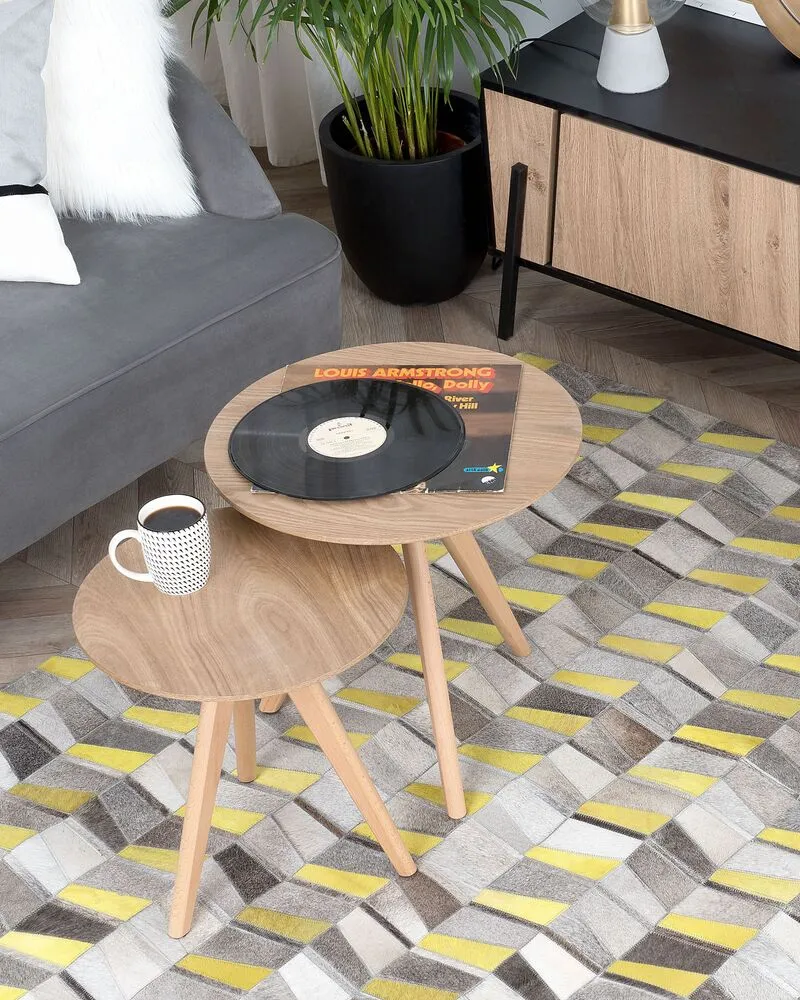 Cowhide Area Rug 160 x 230 cm Grey Jaune vif BELOREN