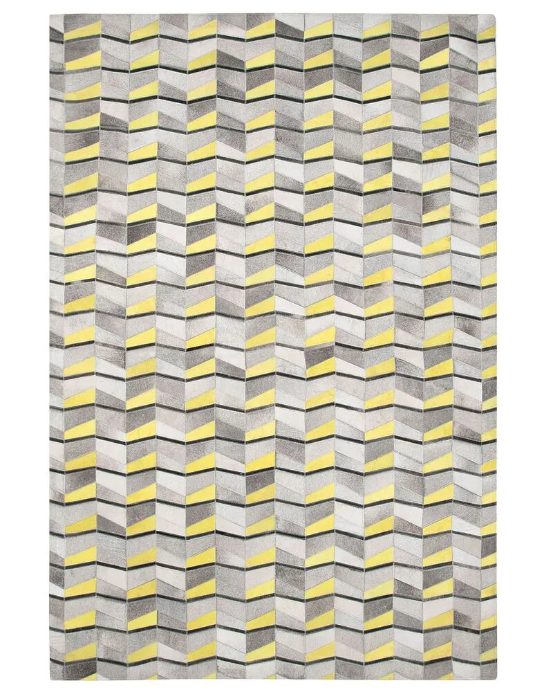 Cowhide Area Rug 160 x 230 cm Grey Jaune vif BELOREN