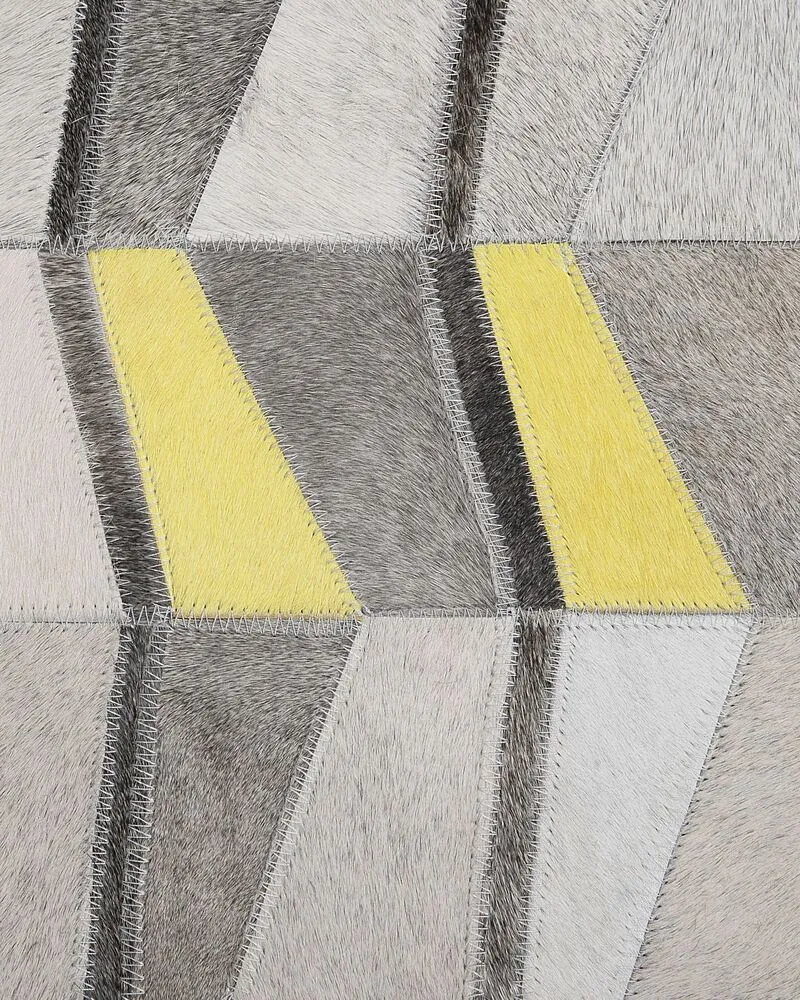 Cowhide Area Rug 160 x 230 cm Grey Jaune vif BELOREN