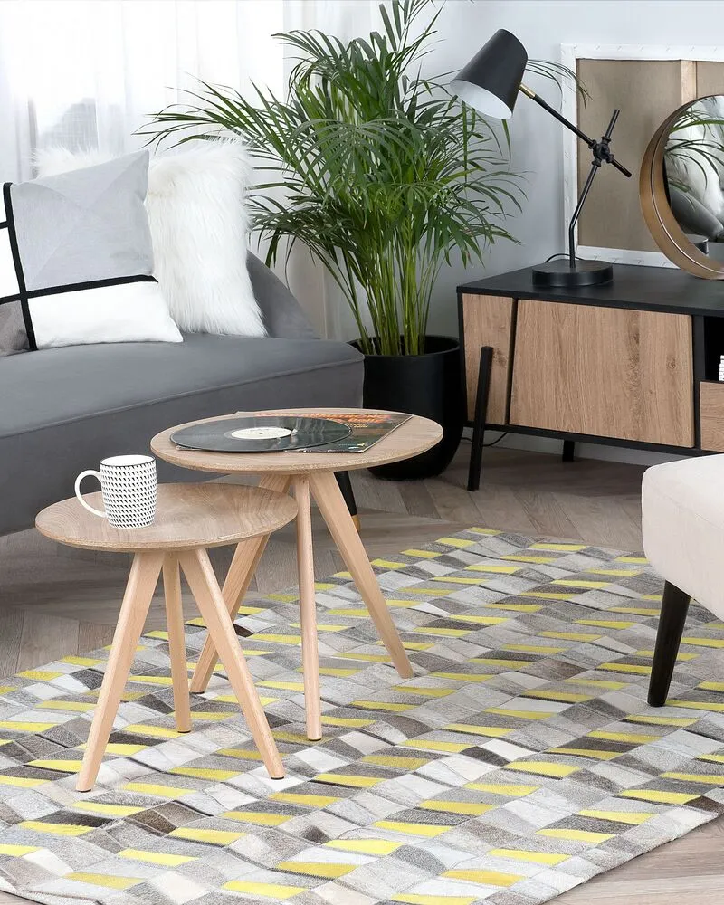 Cowhide Area Rug 160 x 230 cm Grey Jaune vif BELOREN