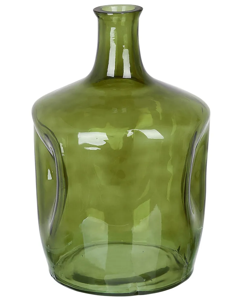 Flower Vase KERALA Artisanal Glass Olive Green