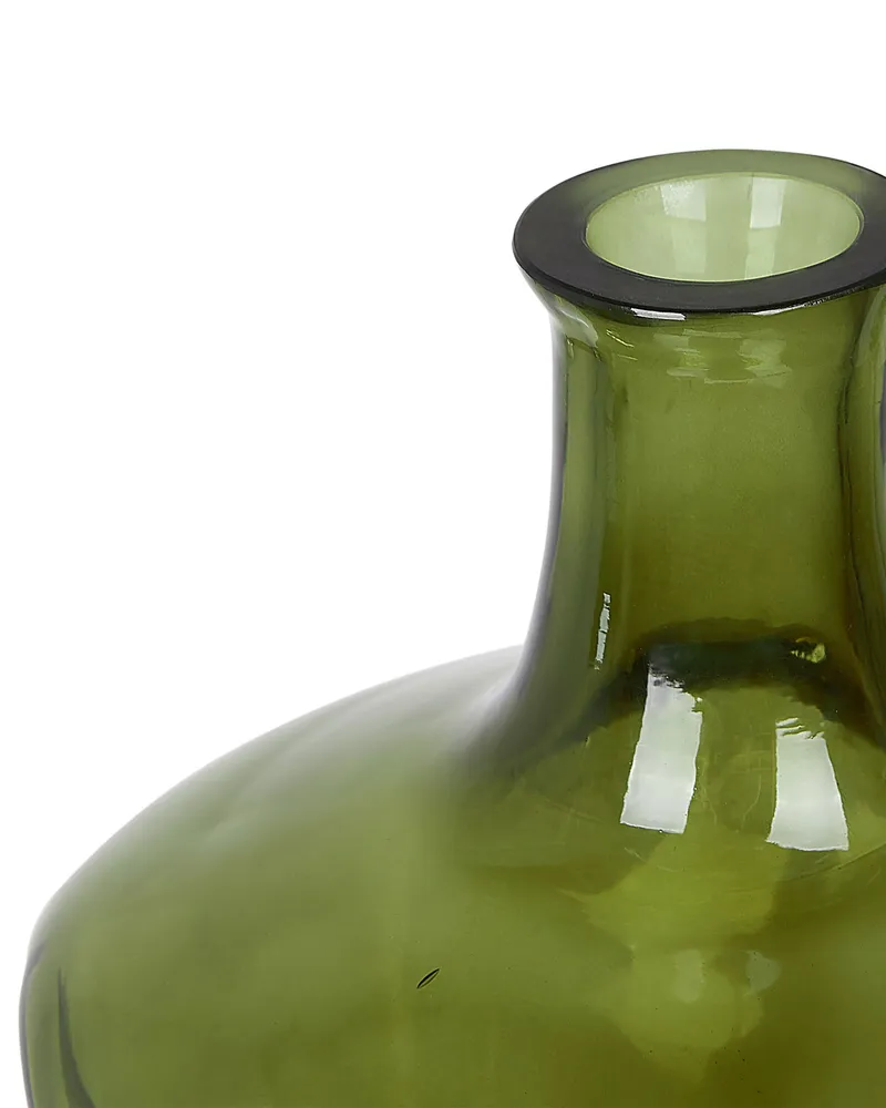 Flower Vase KERALA Artisanal Glass Olive Green