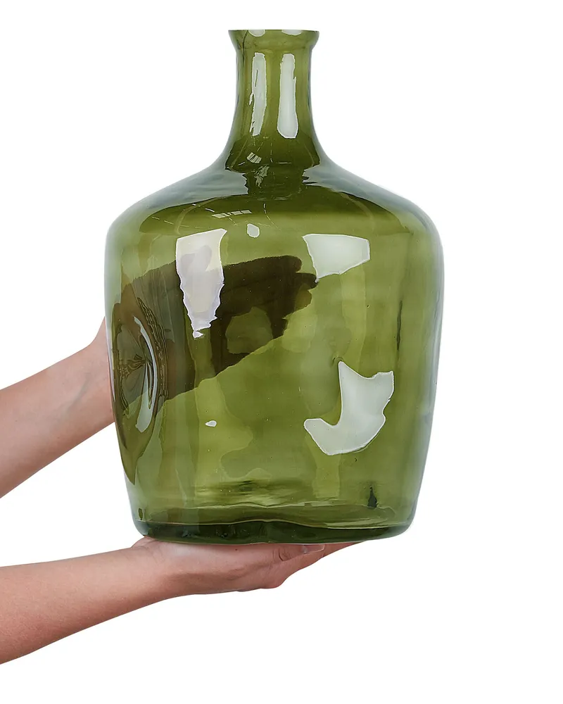 Flower Vase KERALA Artisanal Glass Olive Green