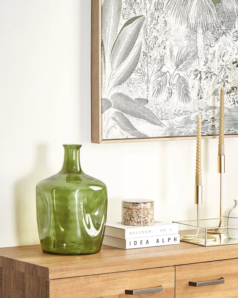 Flower Vase KERALA Artisanal Glass Olive Green