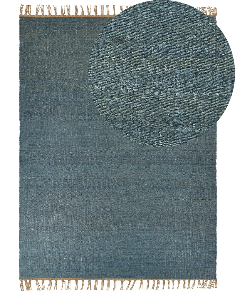 Jute Area Rug 160 x 230 cm Blue LUNIA