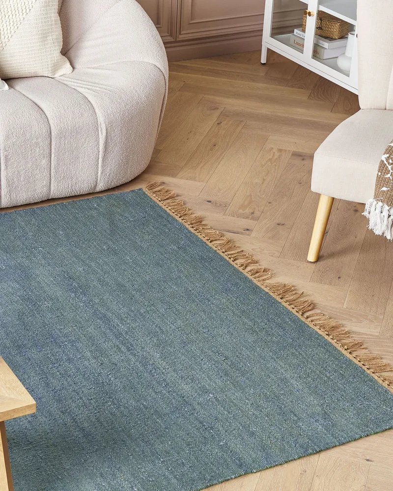 Jute Area Rug 160 x 230 cm Blue LUNIA