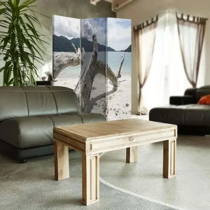 Paravent branches d'un arbre sur une plage tropicale 3 volets - 110 x 180 cm - 2 faces R° V° + rotation 360°