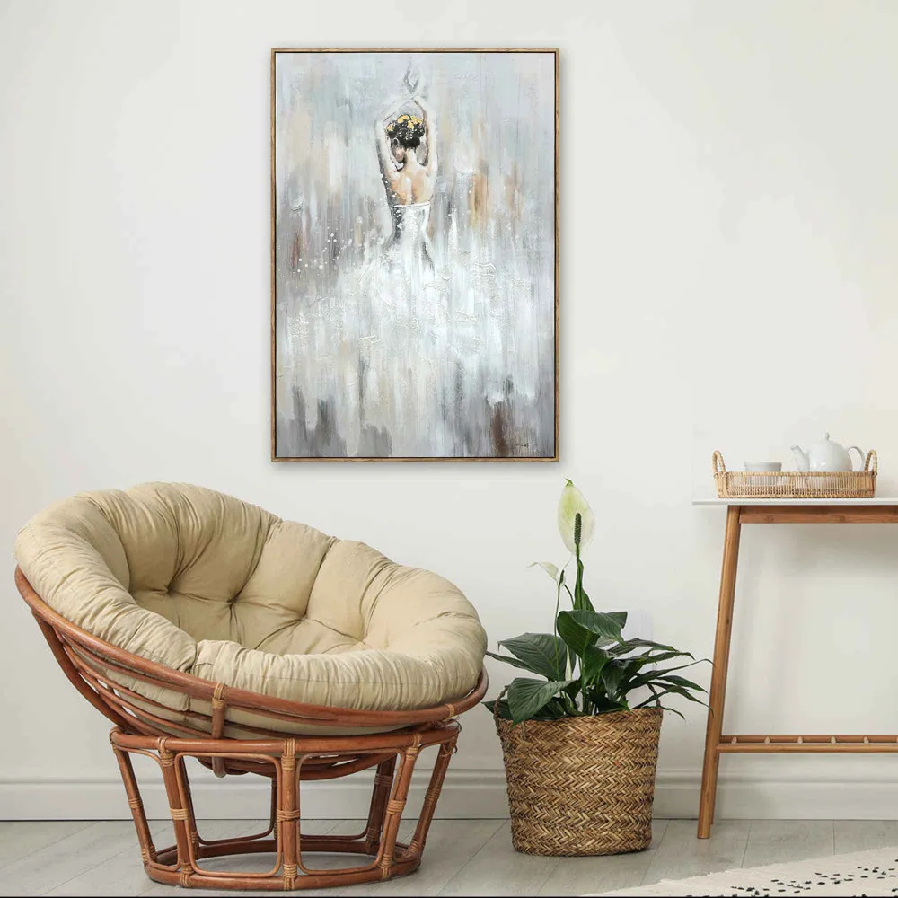 Peinture à l’huile sur toile, toile abstraite d'une ballerine, 31'' x 1/2'' x 45-1/4''