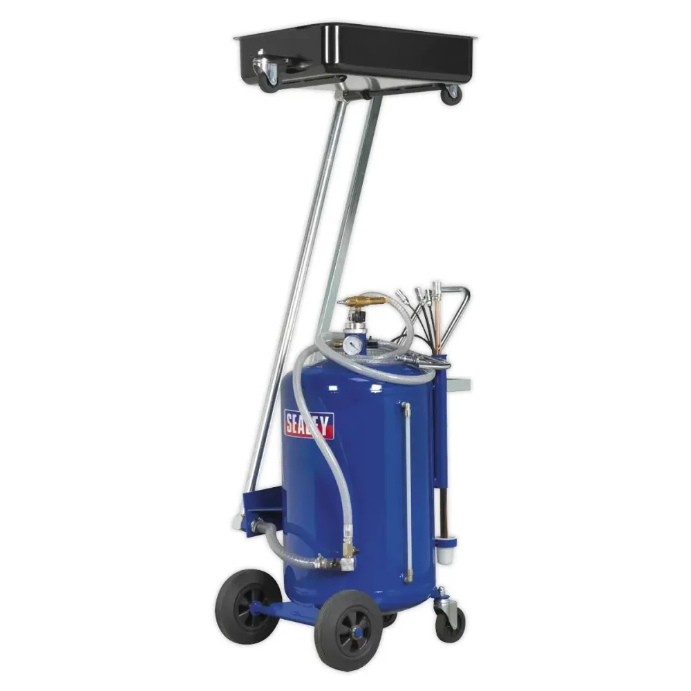 Sealey AK462DX 100L Mobile Oil Drainer Probes Cantilever Air Discharge