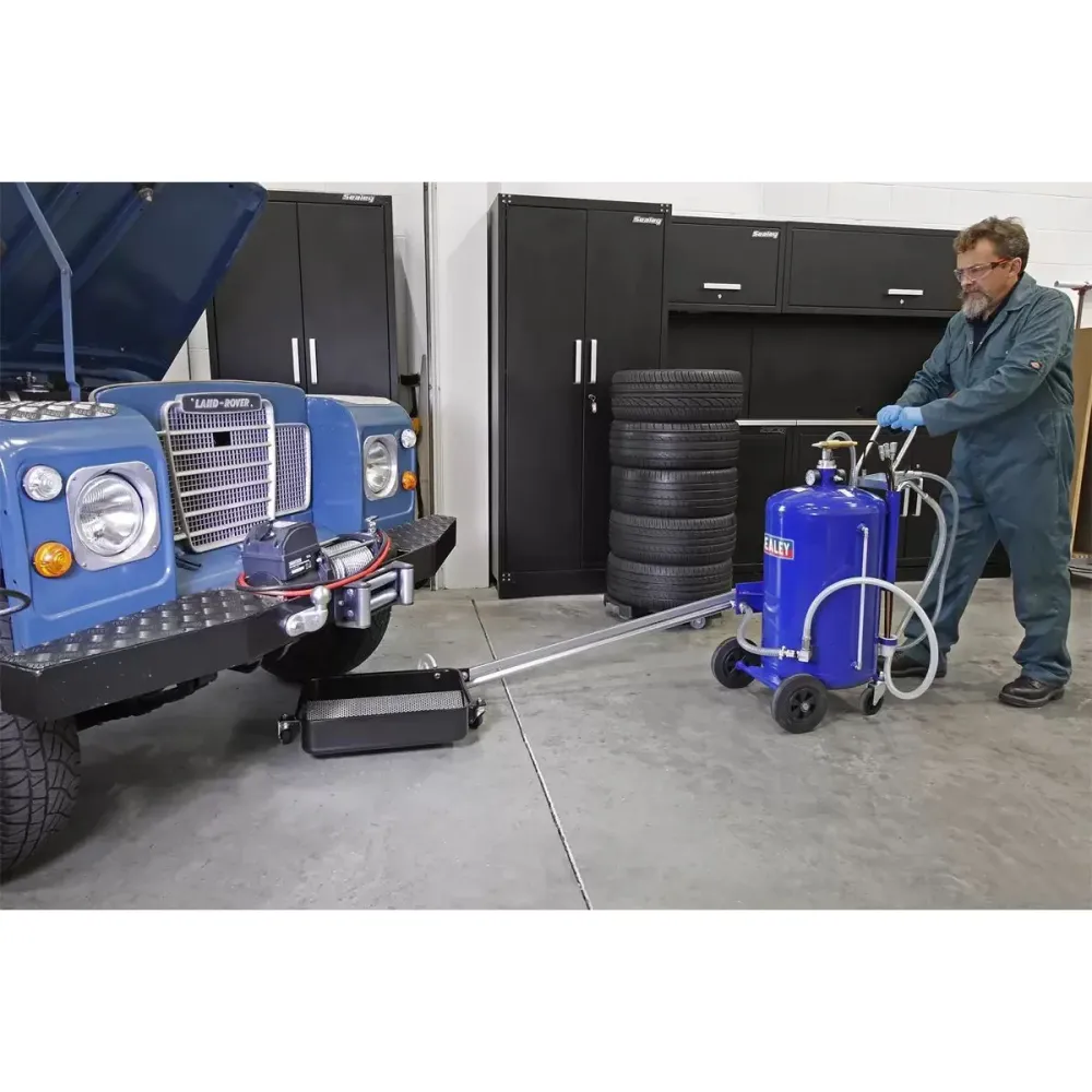 Sealey AK462DX 100L Mobile Oil Drainer Probes Cantilever Air Discharge