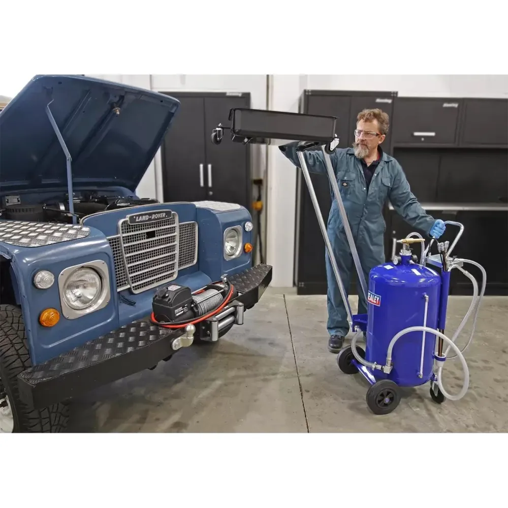 Sealey AK462DX 100L Mobile Oil Drainer Probes Cantilever Air Discharge