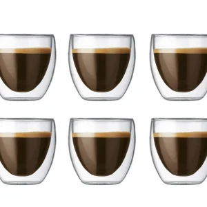 Verre à espresso deux fois paroi Bodum Pavina - Valve brevetée - 80 ml - 6 pièces