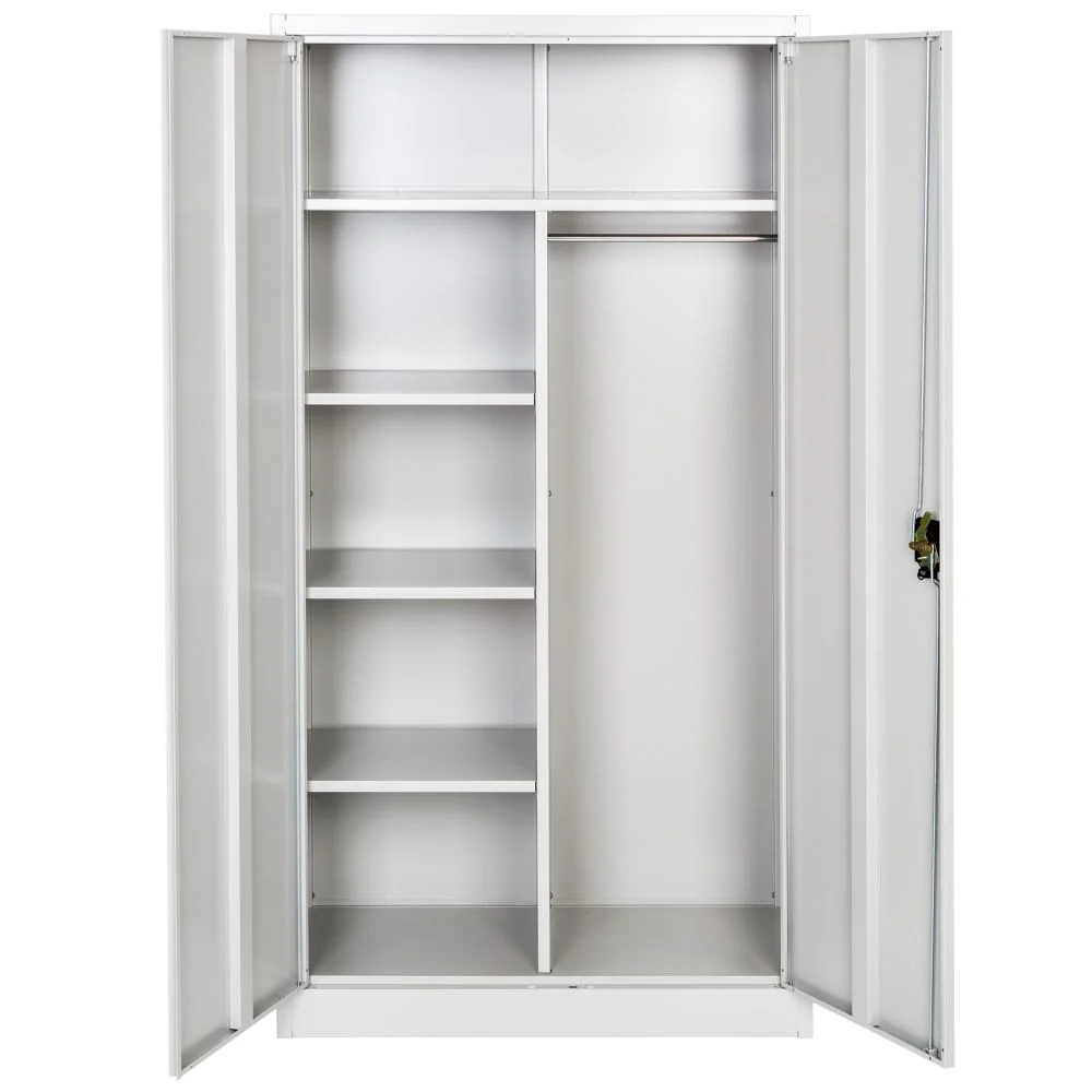 Vestiaire métallique 5 niveaux 90 cm avec penderie intégrée gris 08_0000439