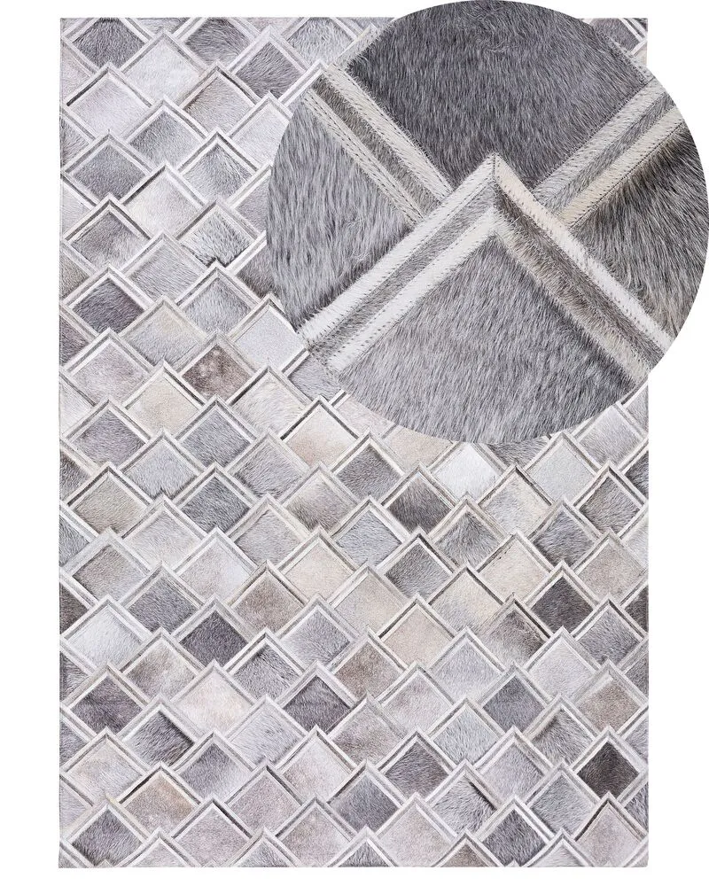 Vloerkleed leer grijs 160 x 230 cm AGACLI