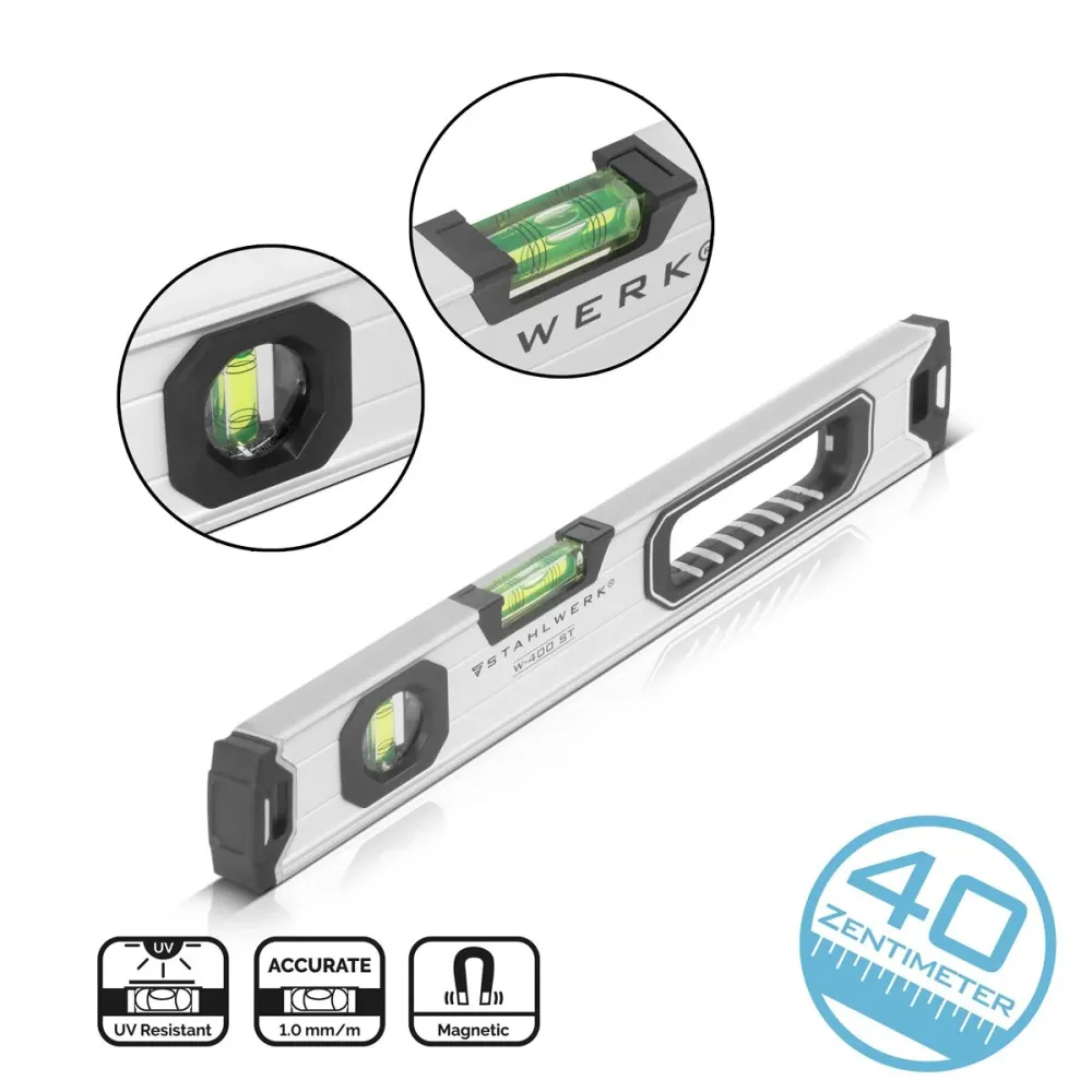 Échelle d'eau en acier W-400 ST en aluminium avec une échelle directionnelle magnétique de longueur de 400 mm | Échelle de...