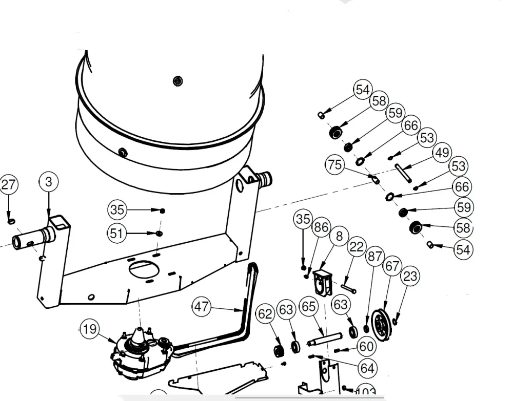 Roulement d’arbre moteur pour bétonnière Imer S190 / S250 / S350