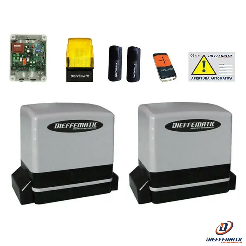 Kit 2 Motori Automazione Cancello Scorrevole 230V 900Kg Per Doppia Due Anta Dfm en acier chromé