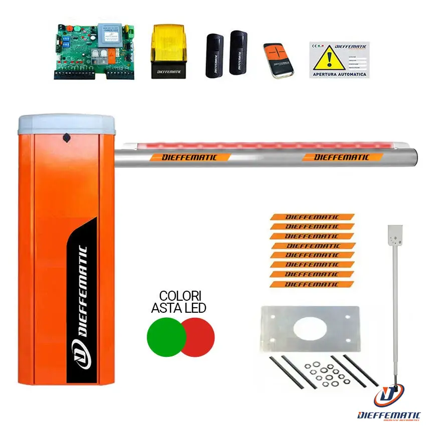 Kit Automazione Barriere Barriera Asta Con Led 3 Metri Automatica Stradale 24V