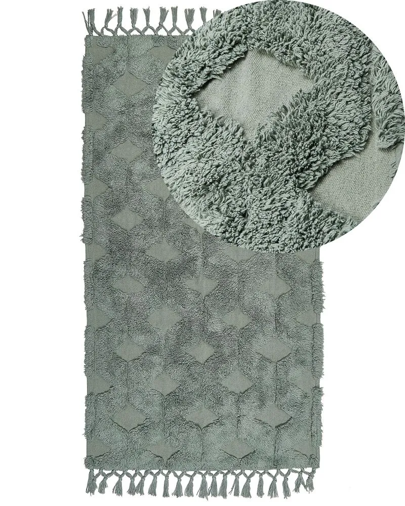 Vloerkleed katoen groen 80 x 150 cm KARS