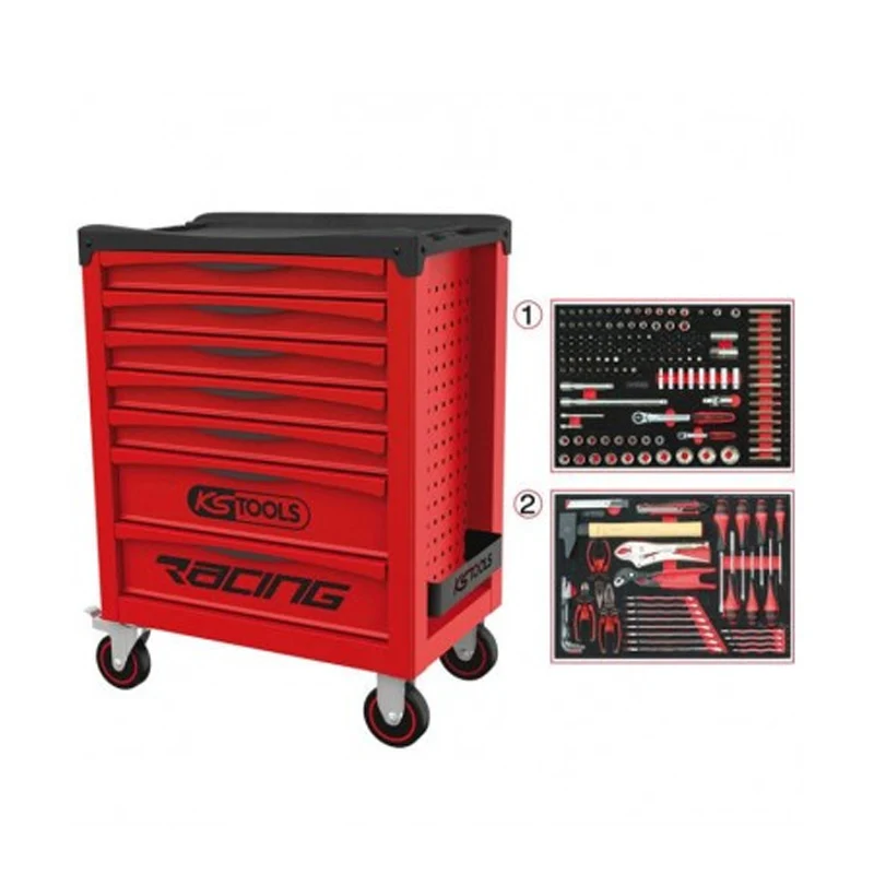 Haute Performance Servante RACING 7 tiroirs équipée de 184 outils - KS TOOLS - 855.7184
