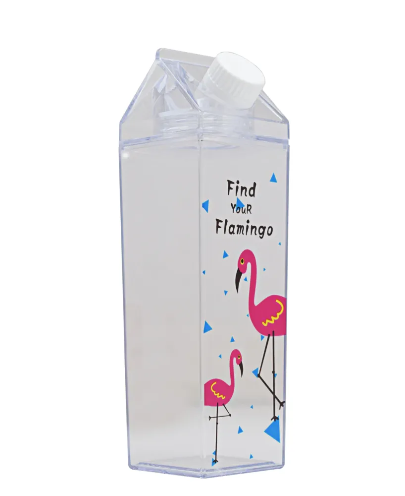 Kitchen Life Flamingo Milk Carton Shaped Bottle - Cristallin