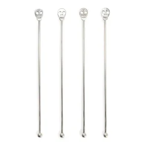 Lot de 4 mélangeurs à cocktail crâne Argent Kikkerland avec bouchon doseur