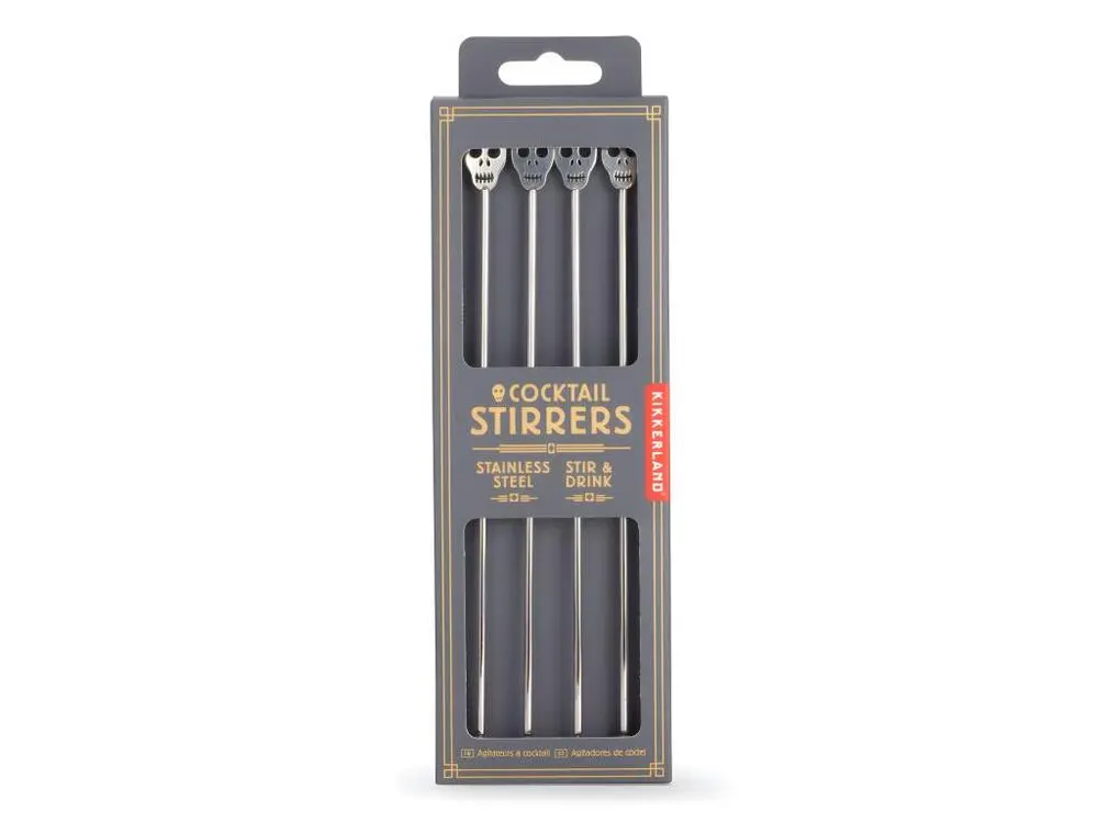 Lot de 4 mélangeurs à cocktail crâne Argent Kikkerland avec bouchon doseur