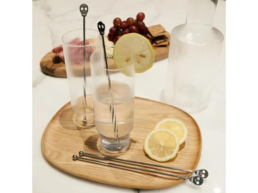 Lot de 4 mélangeurs à cocktail crâne Argent Kikkerland avec bouchon doseur