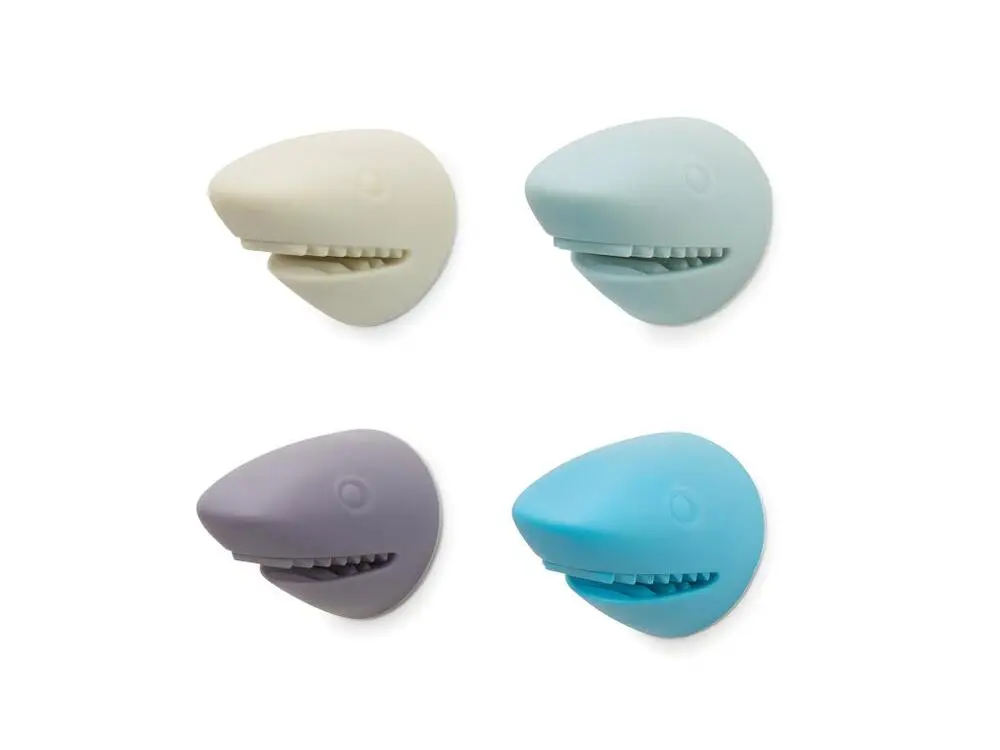 Professionnel Lot de 4 clips à câble requin Multicolore Kikkerland