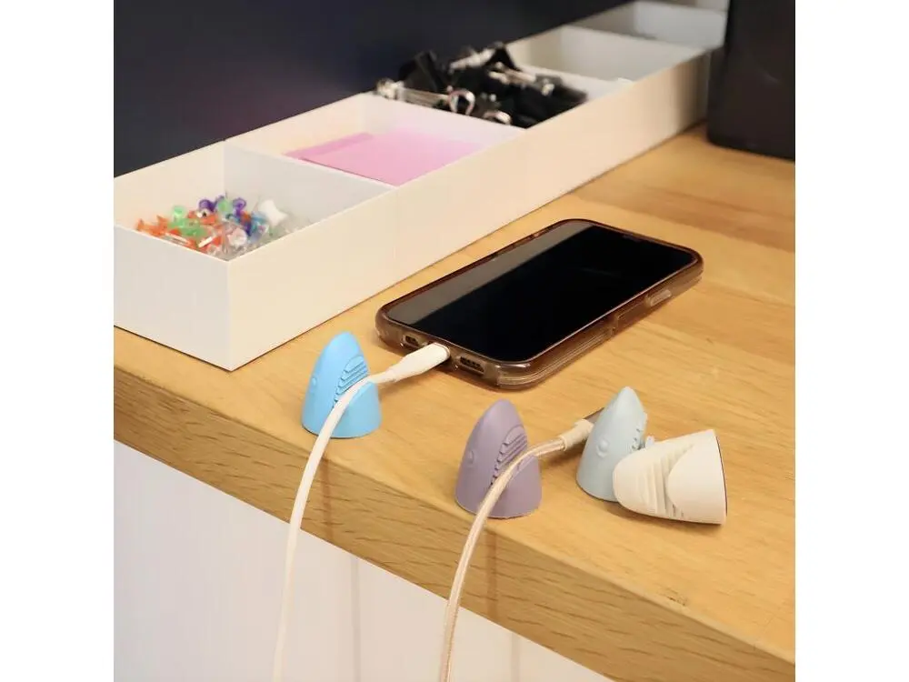 Professionnel Lot de 4 clips à câble requin Multicolore Kikkerland