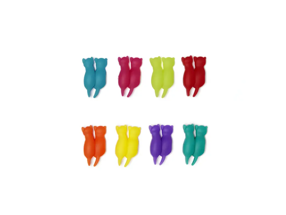 Professionnel Set de 8 marqueurs de verres Chats Multicolore Kikkerland